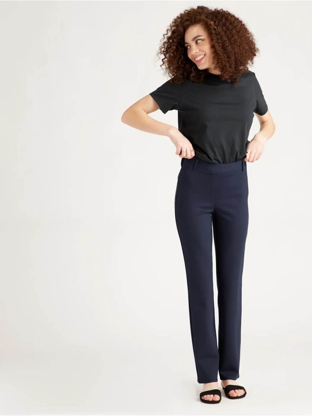 Quince Navy Ultra-Stretch Straight-Leg Ponte Pants - Picture 2 of 15